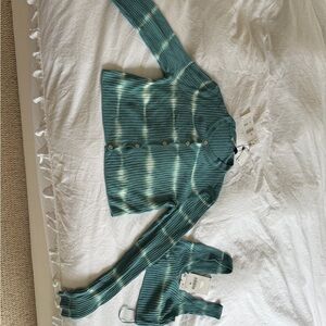 Zara Teal Ribbed Cardigan and Matching Top